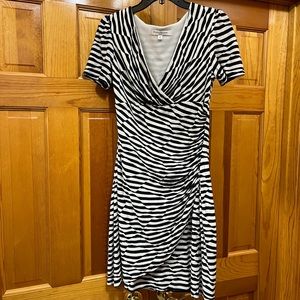 Evan Picone black and white faux wrap dress
